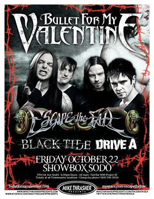 Bullet For My Valentine バンドT 2010 TOUR BULLET FOR MY VALENTINE / ESCAPE THE FATE / BLACK TIDE 2010