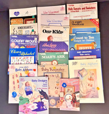 Lot of 20 Cross Stitch Baby Children Theme Books Leaflets Patterns Vtg Needlwork