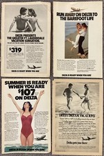 Delta Airlines Ads Reverse Side Cigarette Ads 1980s Lot Of 4
