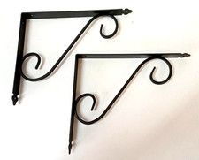 REGGIMENSOLA IN FERRO BATTUTO STAFFA SUPPORTO NERO PER MENSOLE LEGNO 2 PZ 27xh23