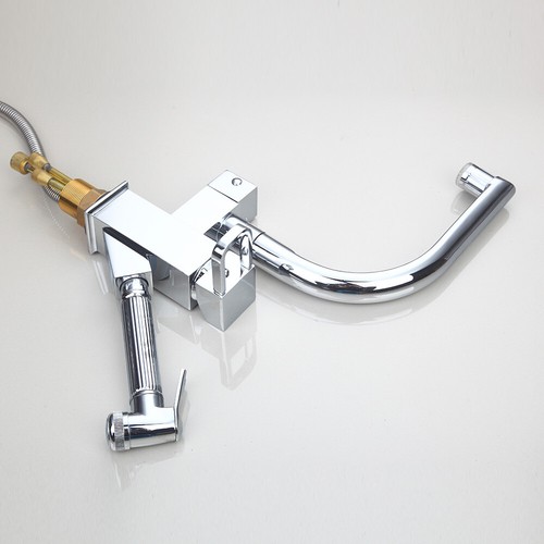 UK LED Kitchen Swivel Pull Out Hand Sprayer Sink Faucet Single Handle Mixer Taps - Picture 7 of 12