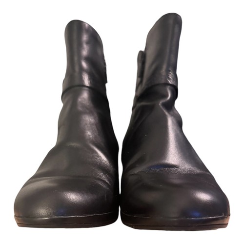 Munro Dylan Black Leather Ankle Boots Booties Size 7.5 Comfort Decorative Buckle - Picture 7 of 12