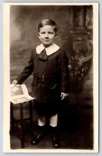 Child in Suit RPPC Vintage Postcard
