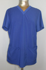 Urbane Performance Blue Scrub Top Womens Size L Chest 42 V-Neck SS 318-33509