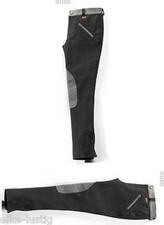 Kinder Reithose Emilia  Kontrastfarbener Kniebesatz Schwarz grau  hochwertig USG