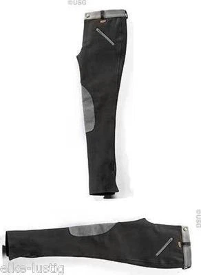 Kinder Reithose Emilia Kontrastfarbener Kniebesatz Schwarz grau hochwertig USG