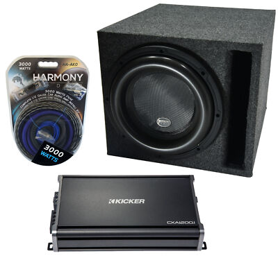Harmony Audio HA-ML121 Loaded 12'' Sub 3000W Slot Vented SPL Sub Box & CXA1200.1