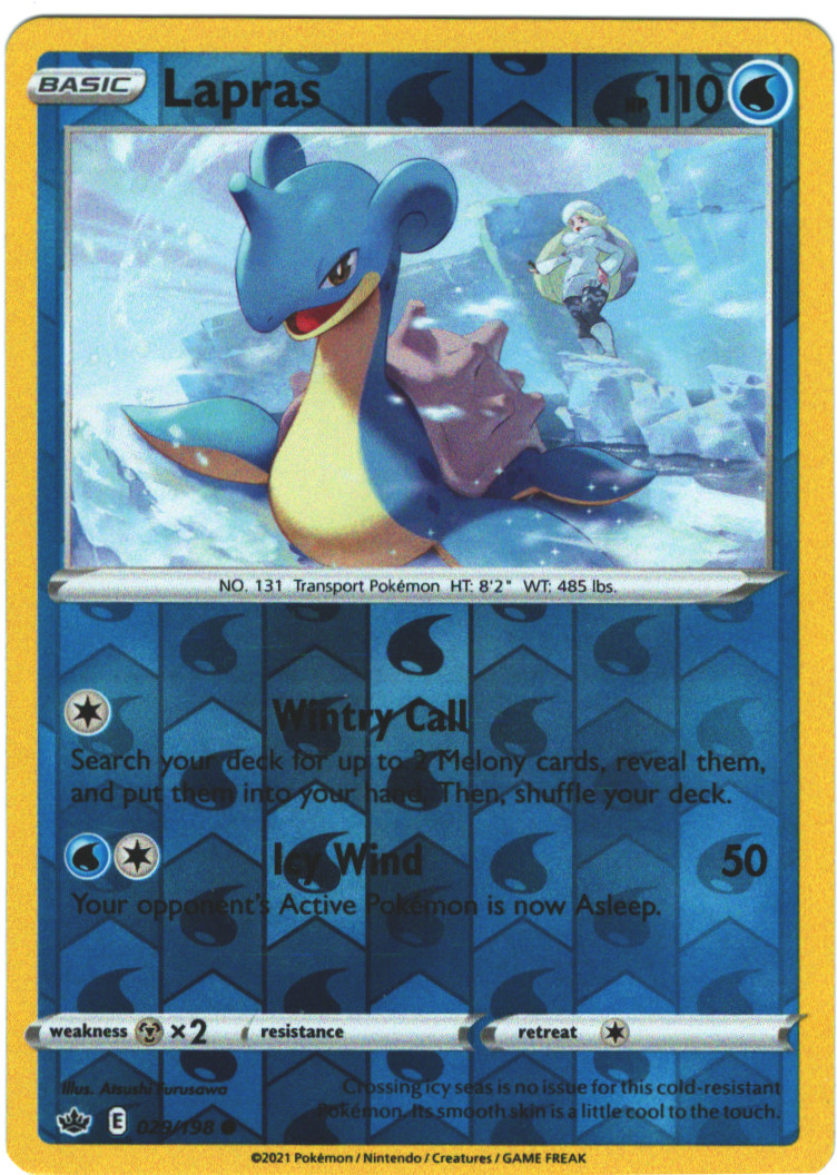Lapras 29/198 Chilling Reign Reverse Holo Common Pokemon Card TCG 029/198