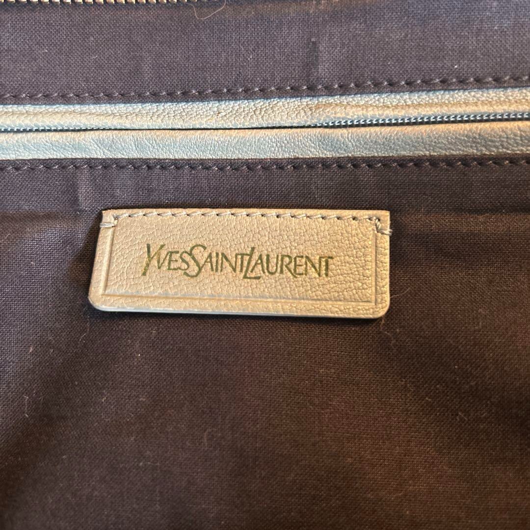 Borsa a mano YVES SAINT LAURENT YSL Y Line Cabas in pelle blu spedita dal Giappone!!!!