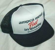 Vtg AMPCO METAL HAT Rare Trucker Cap MILWAUKEE WI Snapback WISCONSIN Mesh
