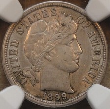 1899-S Barber Dime 10c NGC Certified AU55