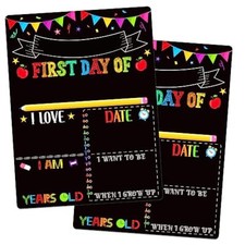 First  Last Day of School Chalkboard,Double Sided Back to School 02-black