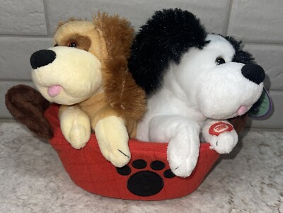 Puppies In A Basket Singing Plush I GOT YOU BABE SONNY & CHER Read Description