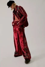 NWOT Free People x Anna Sui Rose Garden Pants in Wine Sz 0