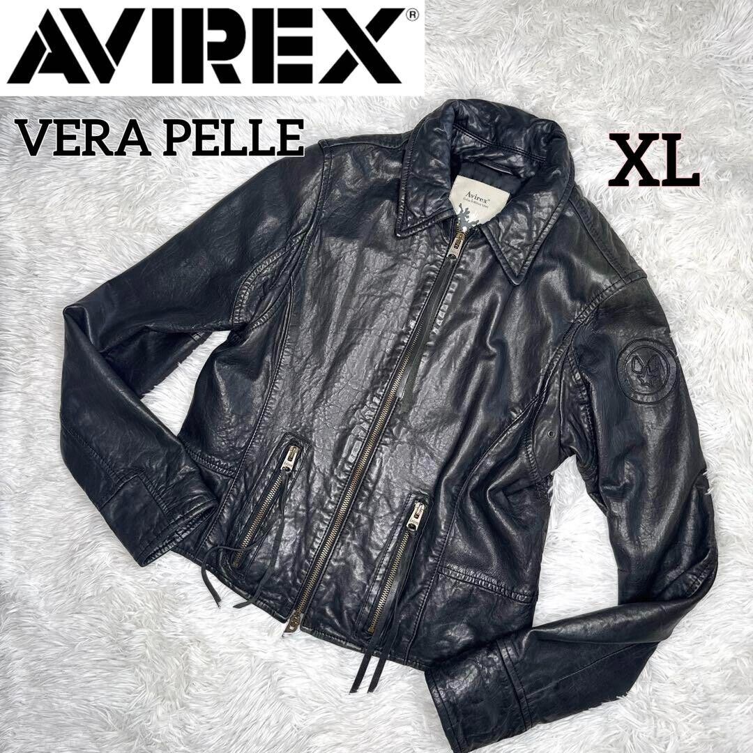 AVIREX Men's leather jacket Black Size XL free shippping AVIREX Men's leather jacket Black Size XL free shippping