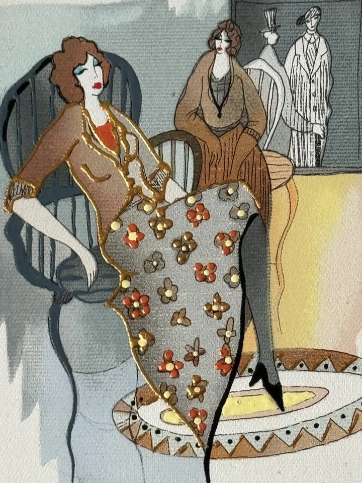 ORIGINAL ITZCHAK TARKAY VINTAGE ARTE MODERNO FIGURATIVO MUJER PINTURA AL ÓLEO MODA Foto 2 de 4