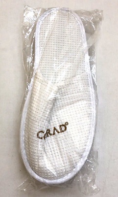 Conrad Hotel Slippers White Gold Printing  1-size  12'' Waffle Texture Packaged