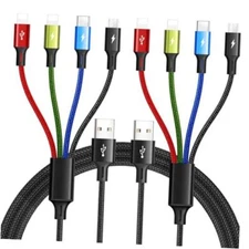 Multi Charging Cable,3.5A Multi Charger Cable,Braided 4 in 1 Charging Black