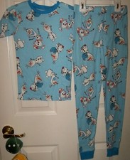 Frozen Olaf Snowman All Over Type Long 2 Piece Pajama PJ Set Boys Size 10 NIP