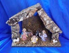Vintage Manger Scene w/ Joesph Mary Baby Jesus Livestock Made in Italy