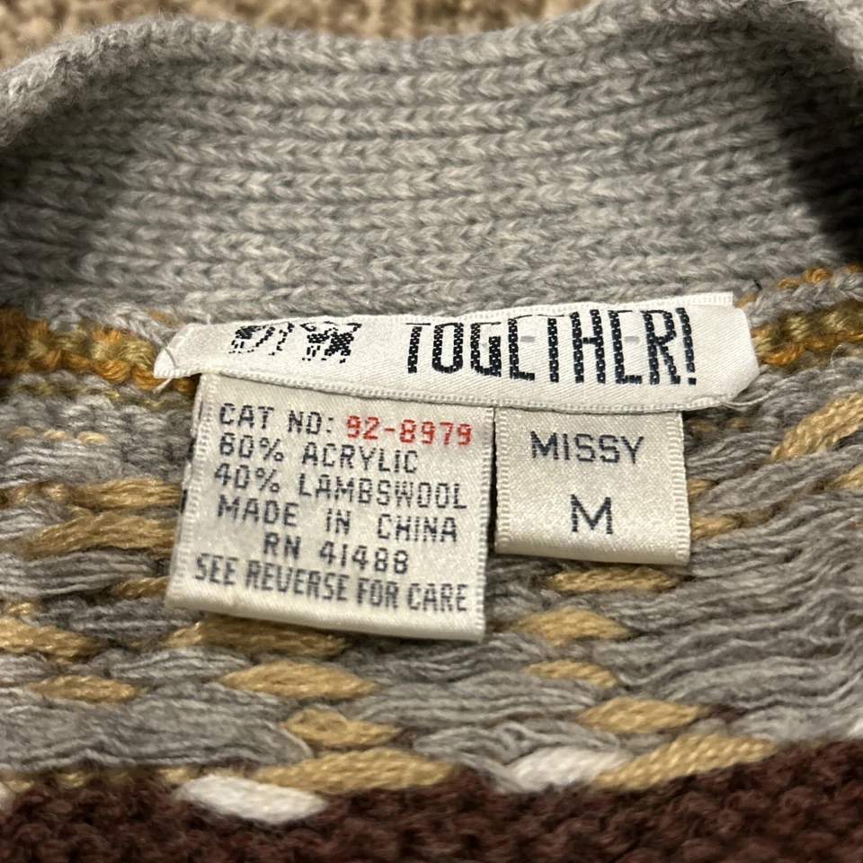 Antigo Juntos! Cardigã de lã longo oversized tamanho M bolsos cinza - Imagem 2 de 3
