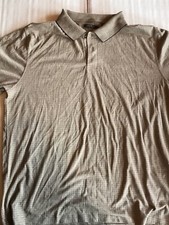 David Taylor Collection - Tan checked Cotton Short Sleeve Polo Shirt XL