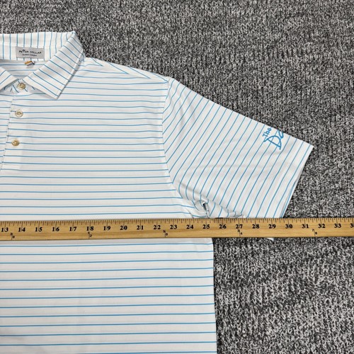 Peter Millar Polo Shirt Mens XL White Blue Summer Comfort Striped Golf Pullover - Picture 7 of 9