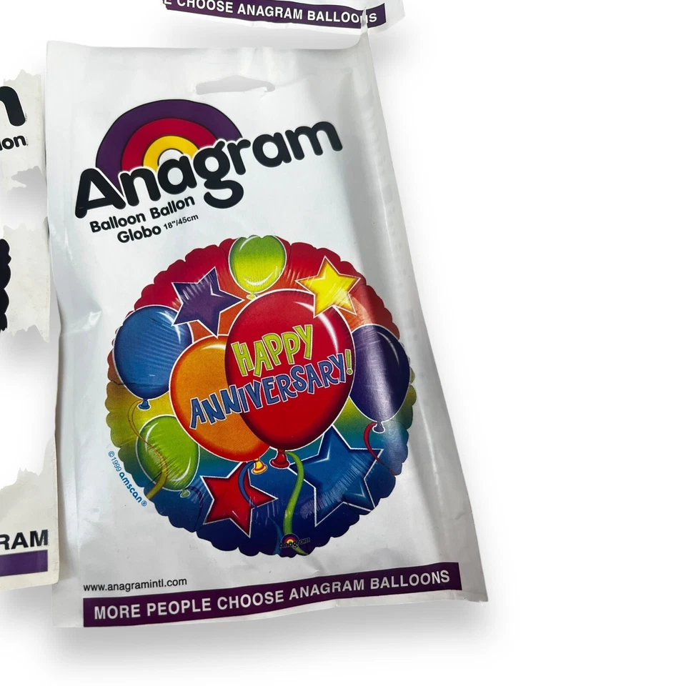 Lot Of 6 Vintage Anagram Balloon Collection  HAPPY ANNIVERSARY, Coach Sport 18" - Image 3 of 4