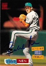 Robb Nen autographed baseball card Marlins 1994 Topps Stadium Club #45 ML Debut