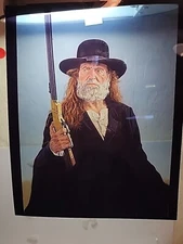 Original Color Transparency Willie Nelson Headshot with Shotgun 8" x 10" RRP231