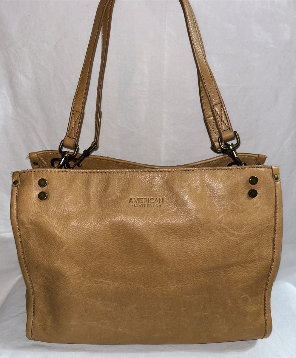 American Leather Co Lenox Triple Entry Satchel Shoulder Bag Purse
