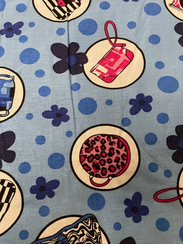 Fabric Lot Blue Mod Bags 4 Yards 20 In 54 W Blue Linen Spring Summer Clothes - Image 3 of 4