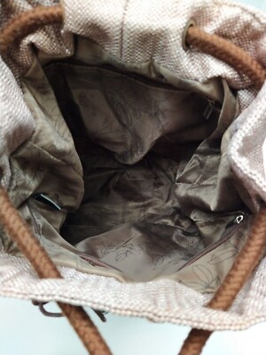 Kasite Brown Canvas Fish Zipper Pocket Drawstring Large Backpack Kasite Brown Canvas Fish Zipper Pocket Drawstring Large  main image 4