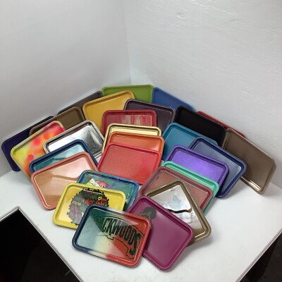 Serving Rolling Tray Metal 11''x8''LOT of 28 Variously Customized