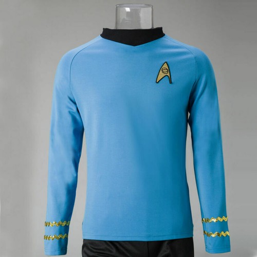 Cosplay TOS Captain Kirk Gold Shirts Spock Blue Uniforms Red Starfleet Tops Mens - 第 18/50 張圖片