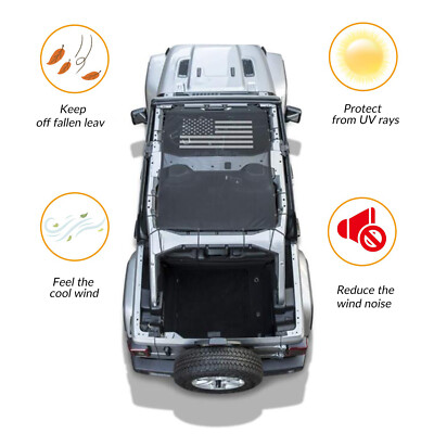 Bikini Top Sun Shade Net Cover Fit For 2018 Jeep Wrangler JL JLU Sunshade Mesh With USA Flag In | Whizz Tops & Roofs - Foto 10