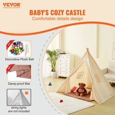VEVOR Kids Play Tent,Teepee Tent for Kids 1-5 Years Old,Tent for Kids with Windo