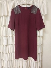 MARC BY MARC JACOBS Half Sleeve Dress Bordeaux Fitted Leather Shoulder Patch 6
