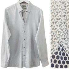 Ted Baker Men's 100% Cotton Blue/White Abstract Print Button Down Shirt Size XL