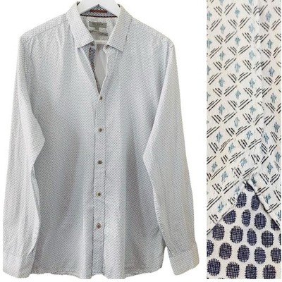 Ted Baker Men's 100% Cotton Blue/White Abstract Print Button Down Shirt Size XL