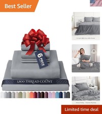Silky Soft Sheet Set - Luxury 6 Piece Bed Sheets for Queen Size Bed, Secure-F...