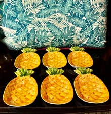 Set of 6 Melamine Pineapple Shape Appetizer Snack Plates NEW