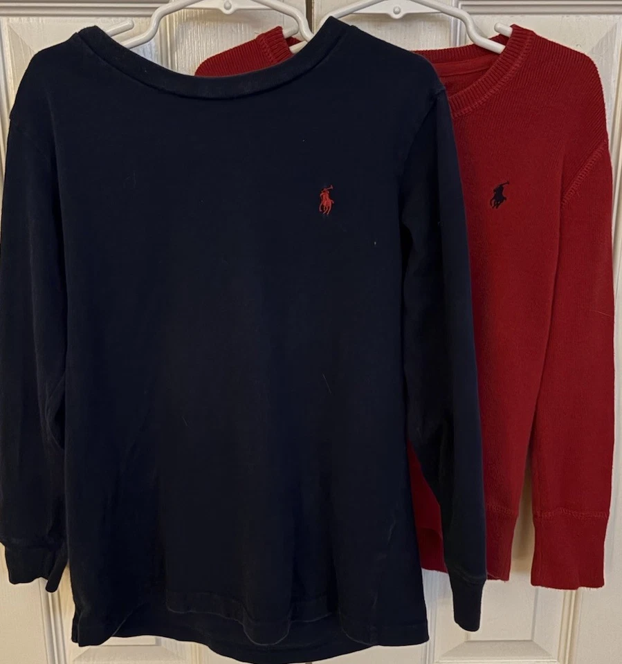 Lot of 2 - Polo Ralph Lauren Boys L/S Sweatshirt (Red) & T-Shirt (Navy), Size 6 - Image 2 of 4