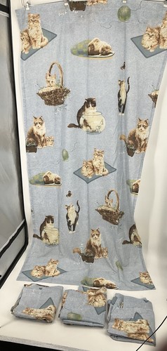 4 PDK Worldwide Curtain Panels Cats Kittens Novelty Cotton Blend 85X41 EUC