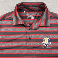 Camisa Polo Under Armour Para Hombre Pequeña Gris Roja Rayas Ryder Cup Avellana