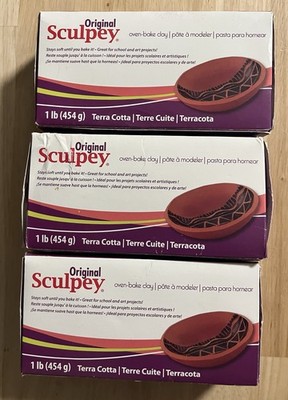Lot Of 3 Polyform S01T Sculpey Original Polymer Clay 1lb Each Pkg Terra Cotta