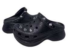 Crocs Classic Bae Glitter Stud Clog Size 8 Black NEW