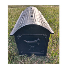 Vintage Black Metal Post-Mount Mailbox, Raise...