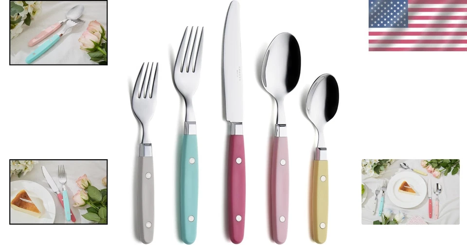 Juego de vajilla colorida, mezcla pastel, 20 piezas Foto 2 de 4