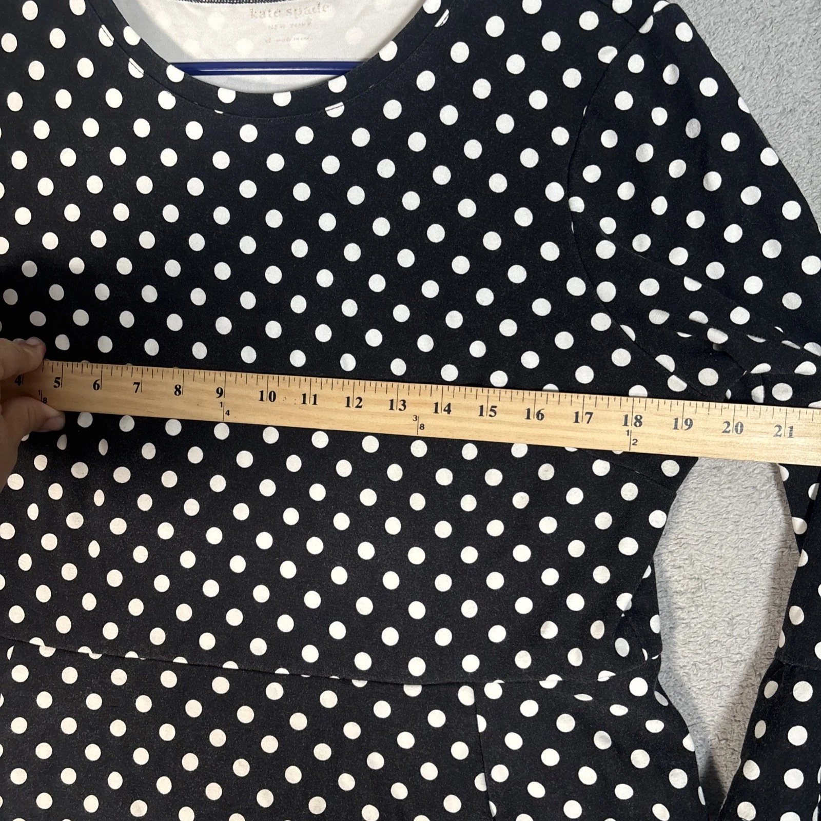 Abito donna Kate Spade Lia a pois con balza e maniche a ponte taglia XL nero